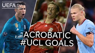 RONALDO CROUCH HAALAND  Acrobatic UCL Goals [upl. by Enelyk]