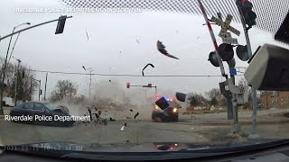 Video shows highspeed crash that seriously injured Riverdale police officer  ABC7 Chicago [upl. by Hama]