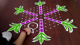 Dot Rangoli 11x6 middle dots  Bhogi Kundala Muggulu  Sankranthi Muggulu  Easy Pongal Pot [upl. by Raf]