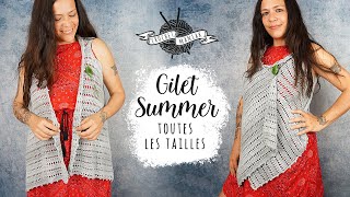 CROCHET GILET SANS MANCHES SPECIAL DEBUTANT FACILE RAPIDE [upl. by Lemrahs125]