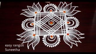 Traditional Padi Lotus Kolam rangoli designs for PongalSankranthi 2021  New Dhanurmasam muggulu [upl. by Alvan]