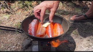 11K Camping Remote Wilderness Lakes For Trout Fishing amp Firebox Stove Cooking [upl. by Allimrac817]