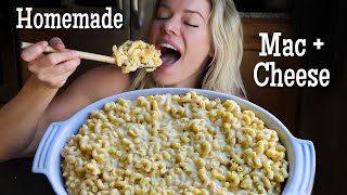 Extra Cheesy Homemade Mac and Cheese Mukbang [upl. by Nwahsat]