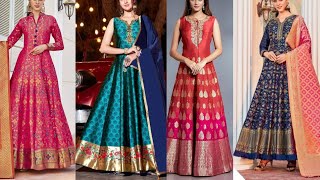 Beautiful New Banarasi Frock Designs  Brocade Frock Suit Design  Banarsi Anarkali suit design [upl. by Tav]