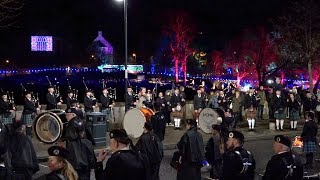 Massed Pipes amp Drums perform quotAmazing Gracequot in giant circle by river Tay Perth Jan 2019 [upl. by Kotto]