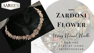 Zardosi Embroidery Designs Zardosi Rose Flower Zardosi Work Ep4  AAREES Sub for more 😍 [upl. by Nordna300]