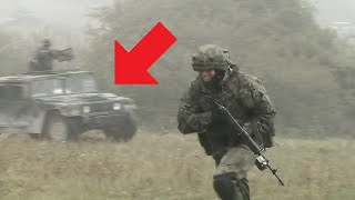 Polish Army Soldiers Chased By US Humvee During Intense Military Firefight Training Exercise [upl. by Leirza]