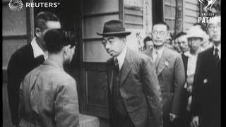 Japans Emperor Hirohito inspects flooding around Tokyo 1947 [upl. by Rector247]