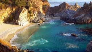 ♥♥ Relaxing 3 Hour Video of a Waterfall on an Ocean Beach at Sunset [upl. by Culbert462]