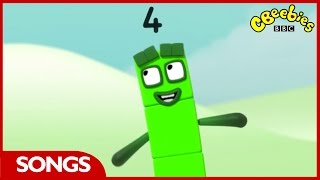 CBeebies  Numberblocks  Number Four Song [upl. by Nymzaj]