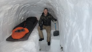 Camping in Alaskas Deepest Snow with a Dugout Survival Shelter [upl. by Studley]