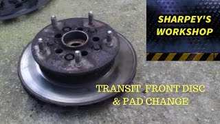 FORD TRANSIT FRONT DISCROTOR AND PAD CHANGE RWD MODEL [upl. by Nnauol418]