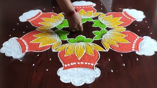 pongal special rangoli 13×7 dots [upl. by Ellerehc4]