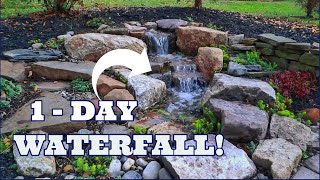 ONE DAY Small Pondless Waterfall tiny backyard stream fountain [upl. by Valentino]