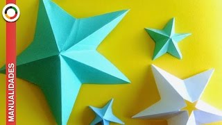 Como hacer estrellas de papel de 5 puntas [upl. by Segalman240]