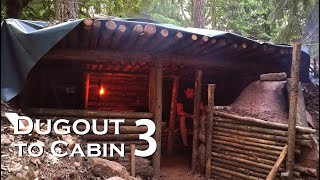 From DUGOUT to small CABIN  Walls and raised roof Dugout Shelter Part 3  JustRandomPfusch [upl. by Nathalie116]