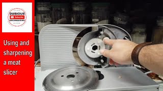 DuBEnG Meat Slicer Service Maintenance Sharpening a Rotary Blade  Cutting Frozen Meat  ASMR [upl. by Shurlocke]