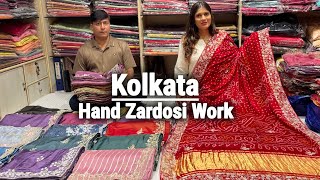 Hand Zardosi Work Saree Manufacturer in Kolkata  Tulsi Boutique Barabazar [upl. by Celestina380]