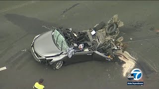 DASHCAM 1 killed 3 hurt in chainreaction crash on 15 Freeway I ABC7 [upl. by Loise]