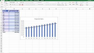 Create a Simple Monthly Sales Projection Table and Chart in Excel [upl. by Medor]