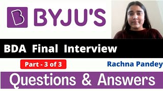 Byjus Bda Interview Questions amp Answers  Part 3  How to crack Byjus Interview [upl. by Neellek]