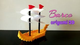 BARCO ORIGAMI 3D con POCAS PIEZAS [upl. by Ekralc]