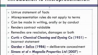 Misrepresentation Lecture 1 of 4 [upl. by Ahtis]