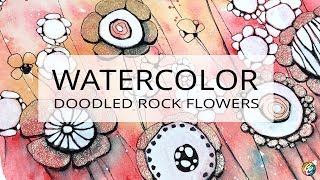 watercolor and doodles rock flowers [upl. by Yance]