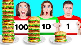 1 10 or 100 Layers of Food Challenge by Multi DO [upl. by Neerac552]