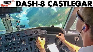 Piloting JAZZ Dash8 into Challenging Castlegar Airport  Cockpit Views [upl. by Leila]