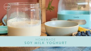 Homemade SOY MILK YOGURT in a yogurt maker [upl. by Ahtoelc]