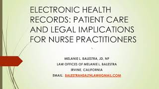 EHR Patient Care amp Ethical Legal Implications for NPs – Part 2 [upl. by Ainoyek]