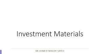 Investment Materials Dental Biomaterials [upl. by Orazal]