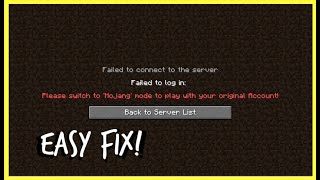 How to Fix Minecraft quotPlease switch to Mojang mode to play with your original Accountquot WORKING [upl. by Harms624]