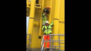 Gwynt y Mor offshore windfarm Bad weather transfer [upl. by Rednirah]