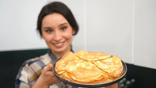 ПРОЩЕ рецепта не найдете САМЫЕ ТОНКИЕ вкусные блинчики на Масленицу Блины на молоке и воде [upl. by Dougall654]