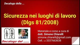 Decalogo della  Sicurezza sul lavoro 20022020 [upl. by Younger]