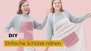 Einfache Schürze nähen  DIY Geschenk [upl. by Tevlev]