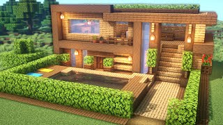 Minecraft Casa Perfecta para Survival  Tutorial Casa Minecraft de Madera Grande [upl. by Neimad]