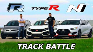 2019 VW Golf R vs Civic Type R vs Veloster N  TRACK REVIEW  DRAG RACE amp LAP TIMES [upl. by Izmar]