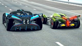 Bugatti Bolide vs Lamborghini V12 Vision GT  Drag Race 20 KM [upl. by Asamot]