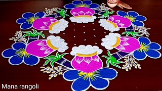 Sankranthi Easy Pongal Pot Kolam Designs For Beginnerspongal rangoli designsBhogi kundalu muggulu [upl. by Heller]