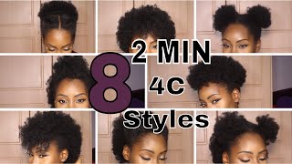 8 SUPER QUICK HAIRSTYLES ON SHORT 4C HAIR [upl. by Suinotna]