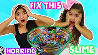 FIX THIS HORRIFIC SLIME CHALLENGE Jasmine and Bella [upl. by Yznil]