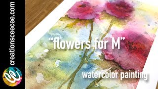 watercolor painting flowers for M [upl. by Nomi]