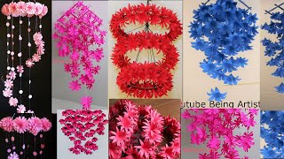 5 Beautiful Paper Flower Wall Hanging Paper Craft  Paper Flower [upl. by Laamaj449]