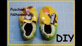 Leder Puschen für BabyKind Nähanleitung DIY Tutorial [upl. by Talanian279]