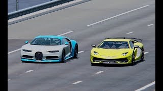 Bugatti Chiron vs Lamborghini Aventador SVJ  Drag Race [upl. by Curr]