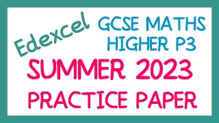 EDEXCEL GCSE Maths  Practice Paper 3H [upl. by Ola]