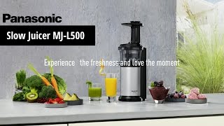 Panasonic Slow Juicer MJL500 for richtasting highly nutritious juices [upl. by Agbogla511]